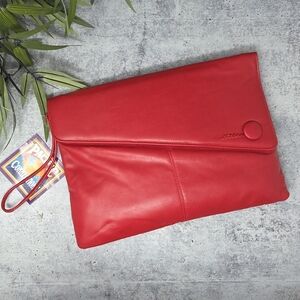 Vintage NWT Pacific Connections | Red Vegan Leather Asymmetrical Clutch Wristlet